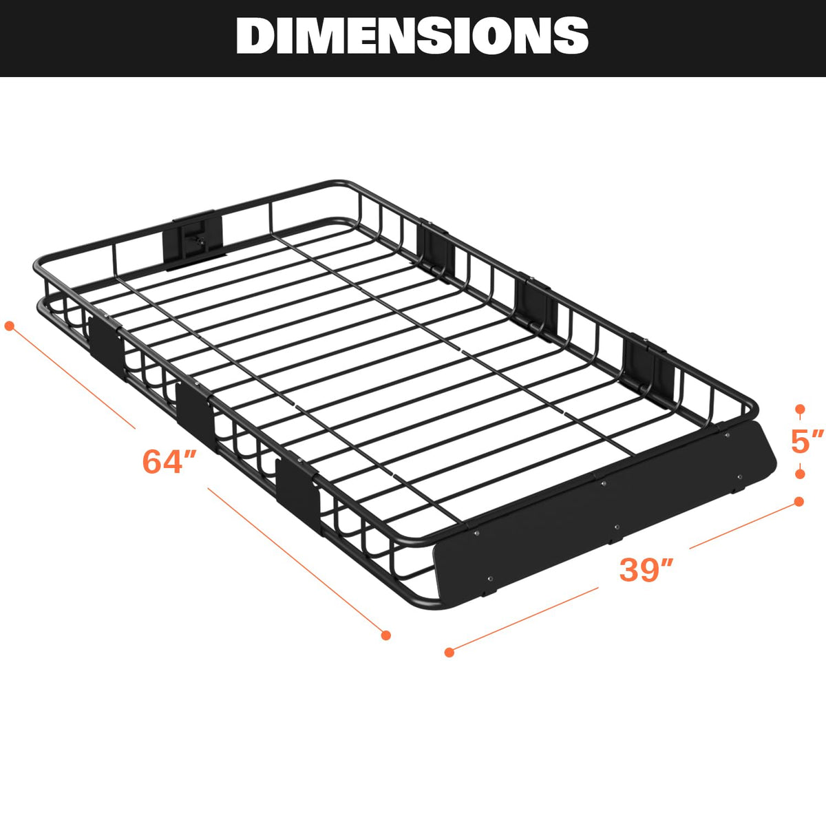 64" x 39" x 5" 200lb Heavy Duty Roof Rack Carrier Basket with Waterproof Bag J742675