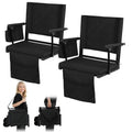 2 Pcs Black Stadium Seats with Back Support and Cushion N345881