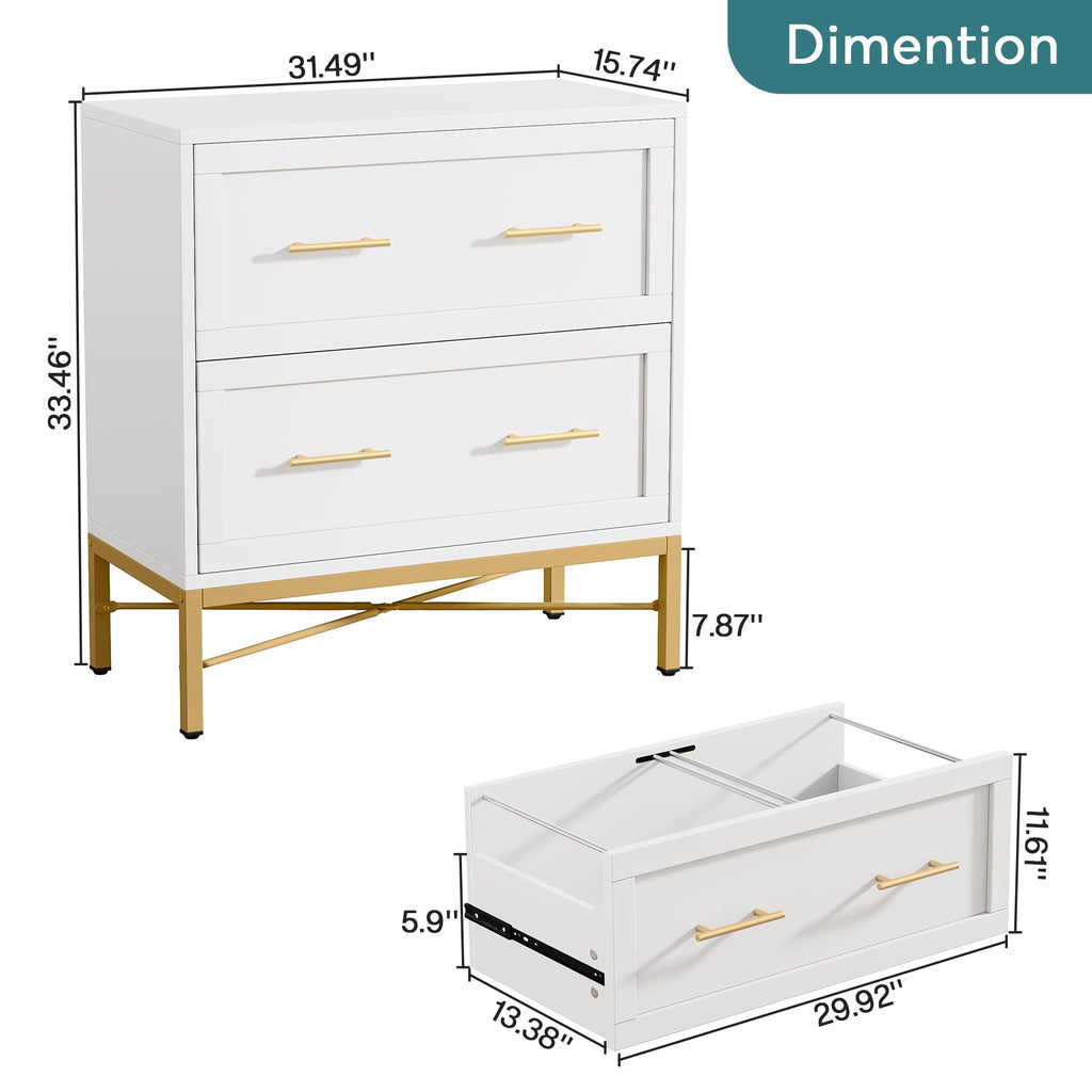 White 2 Drawer Wood File Cabinet K7890