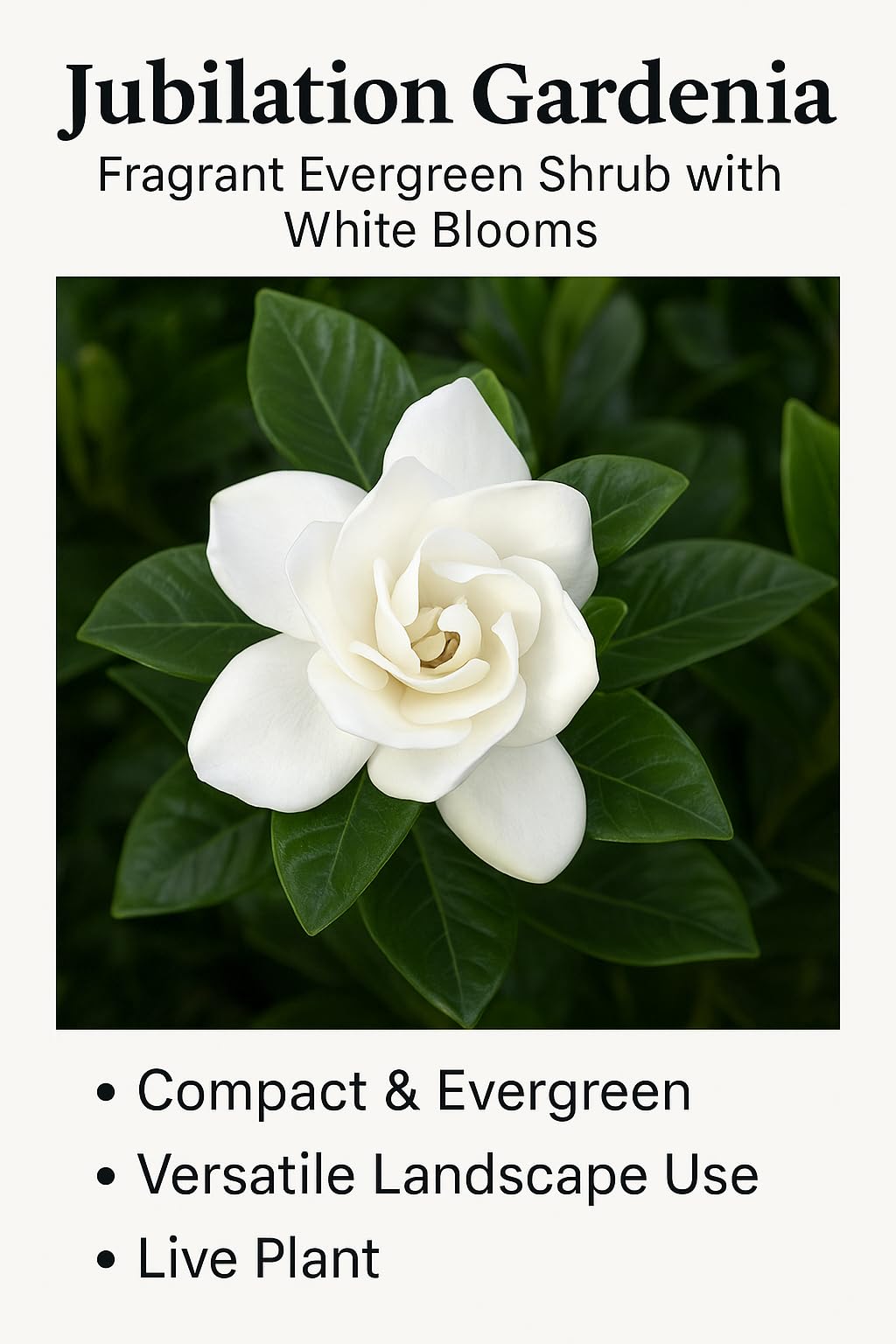 White Fragrant Evergreen Gardenia Live Plant 2 Gallon E56920