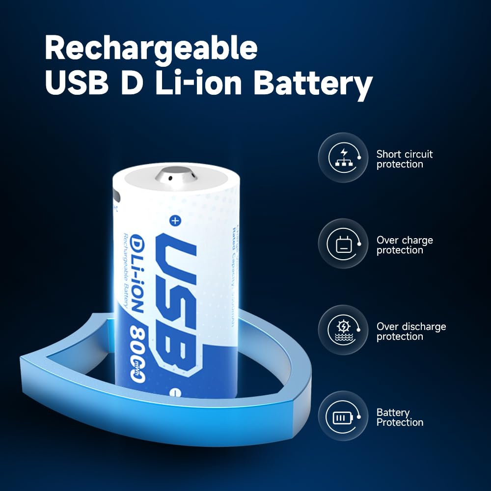 Rechargeable Lithium D Batteries 4 Pack C620561