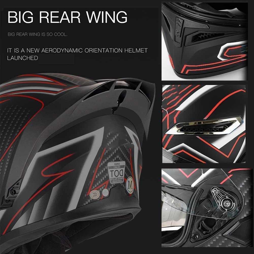 Bluetooth Modular Motorcycle Helmet with Flip Up Dual Anti-Fog Visors D364