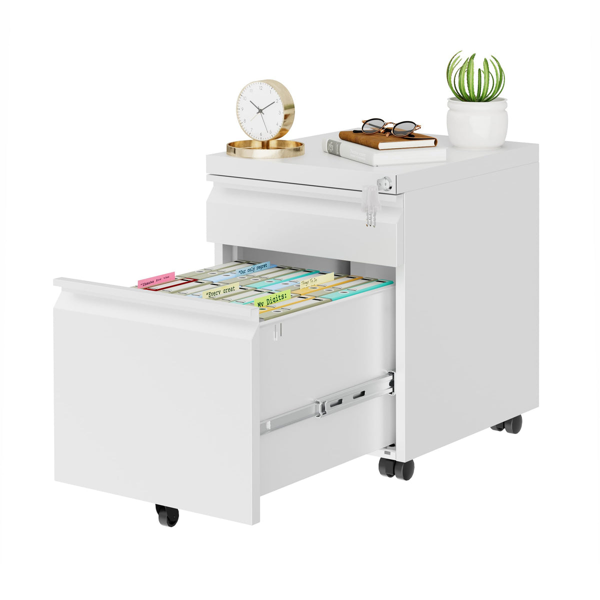 2 Drawer Metal Mobile File Cabinet with Lock Y3147
