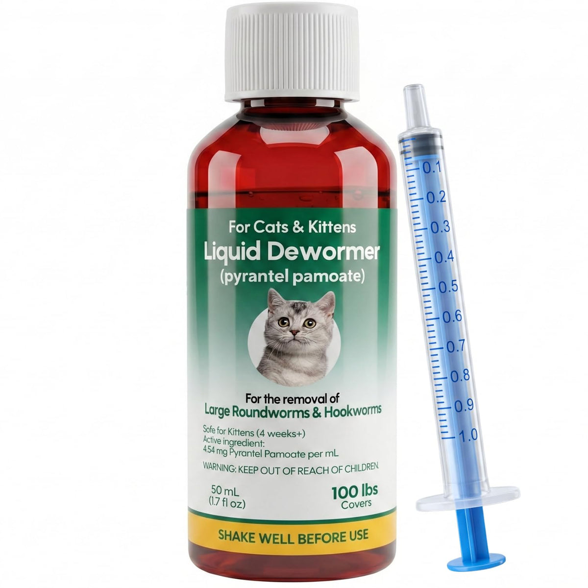 Liquid Dewormer for Cats & Kittens Pyrantel Pamoate Oral Suspension 50ml I736