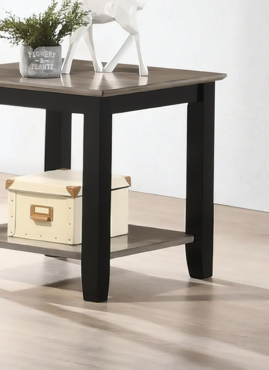 Square End Table with Walnut Veneer Top and Open Shelf Storage X92343