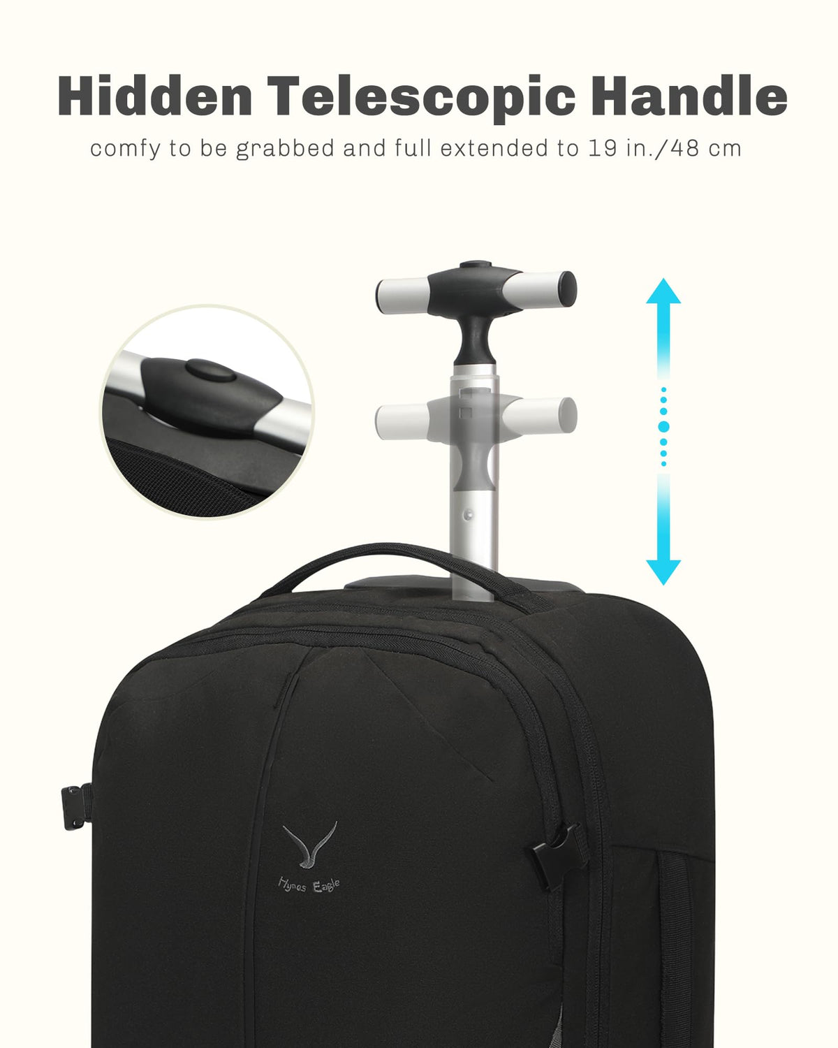 Rolling Backpack with Wheels 43L with Packing Cubes Set 6PC R24512