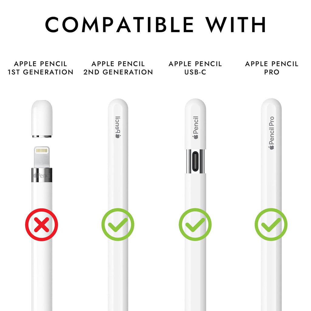 Silicone Grip Compatible with Apple Pencil 2nd Generation, USB-C & Pro (Purple/Pink/Yellow/Green) K909045