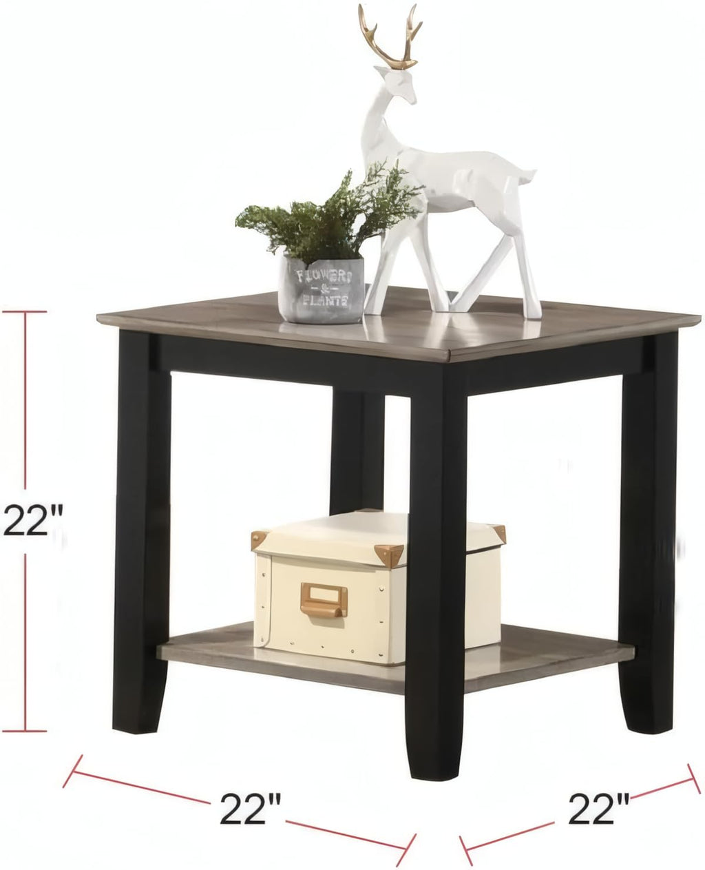 Square End Table with Walnut Veneer Top and Open Shelf Storage X92343
