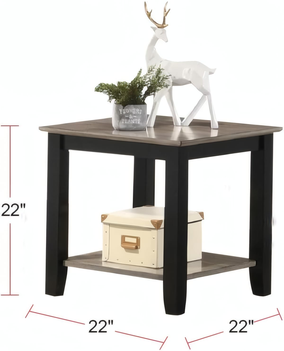 Square End Table with Walnut Veneer Top and Open Shelf Storage X92343