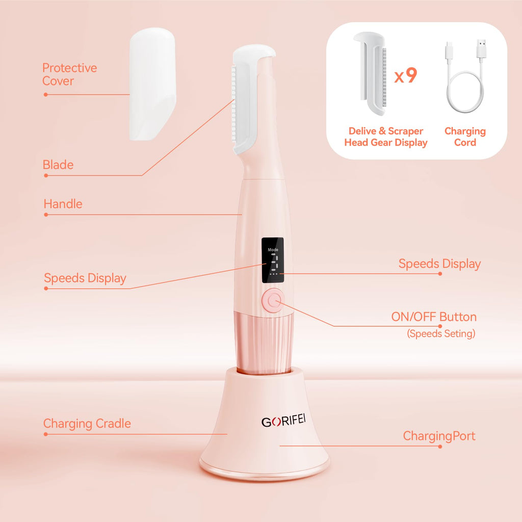 Pink Rechargeable Facial Razor with 8 Blades M717588