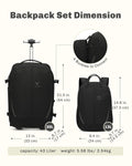 Rolling Backpack with Wheels 43L with Packing Cubes Set 6PC R24512