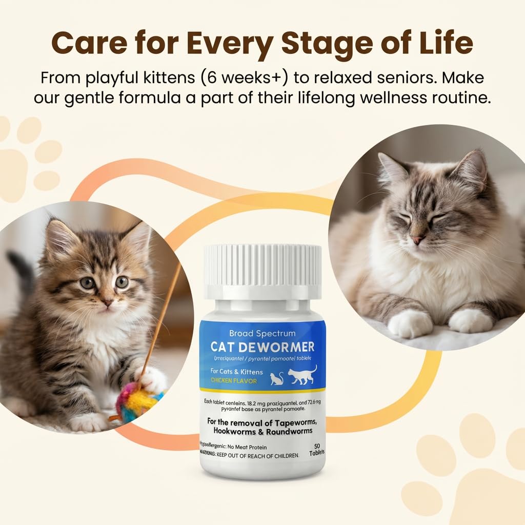 Broad Spectrum Cat Dewormer Tablet 50 Tablets H6571