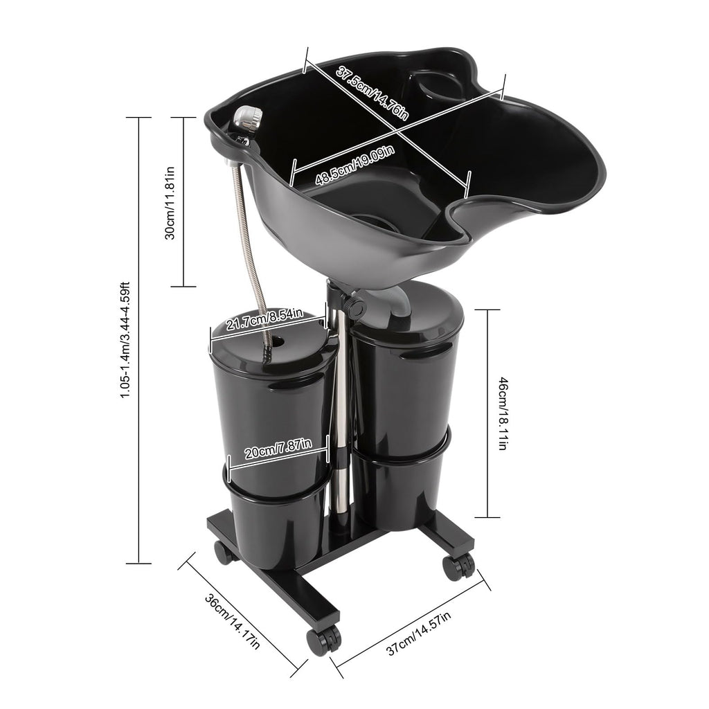 Portable Adjustable Plastic Shampoo Bowl with 2 Water Tanks R663
