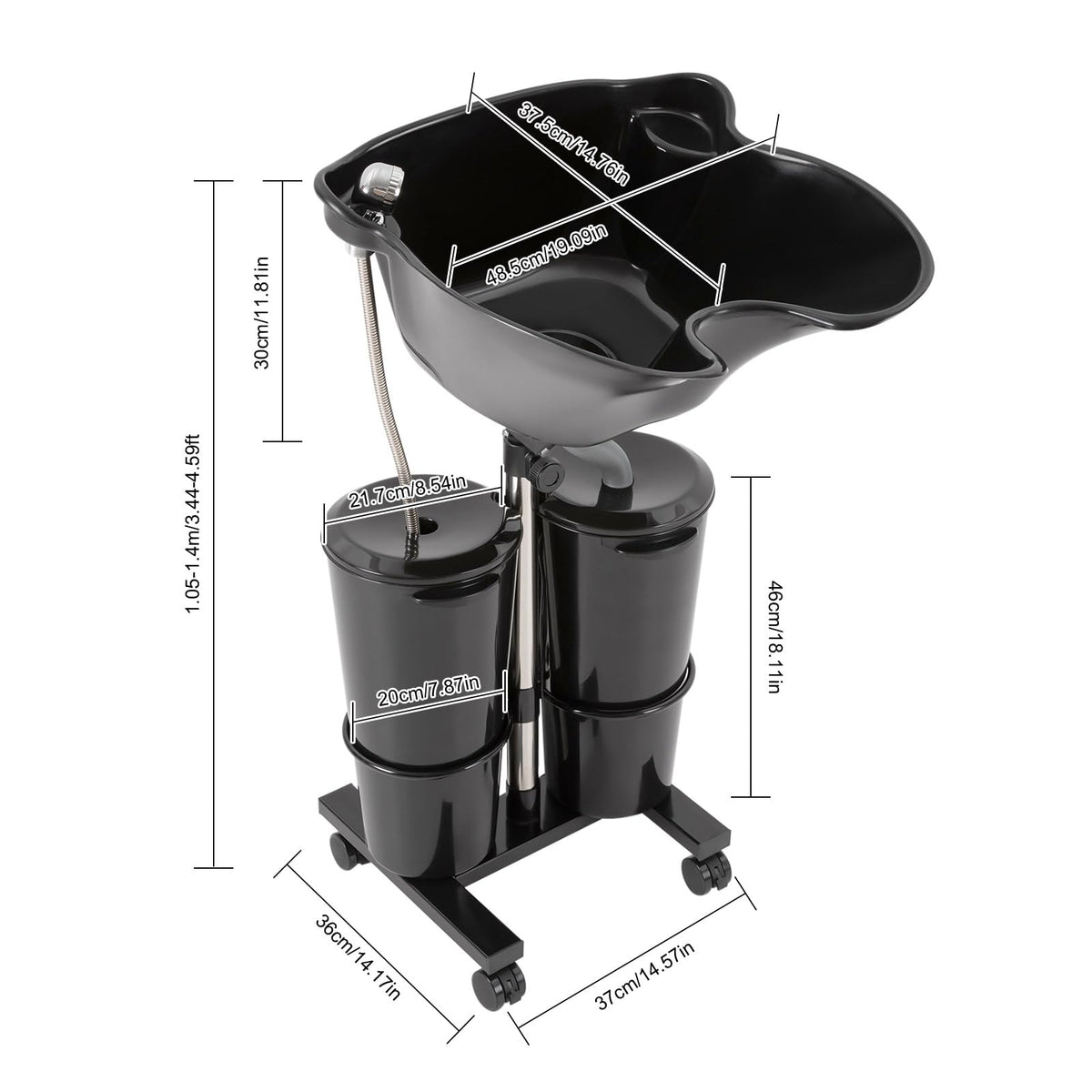 Portable Adjustable Plastic Shampoo Bowl with 2 Water Tanks R663