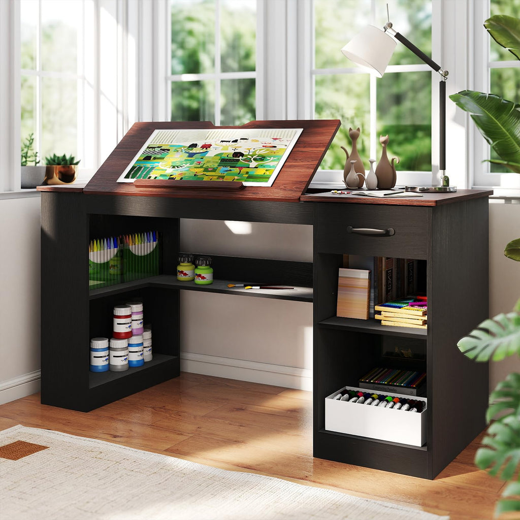 55.1" Black Drafting Table D40204