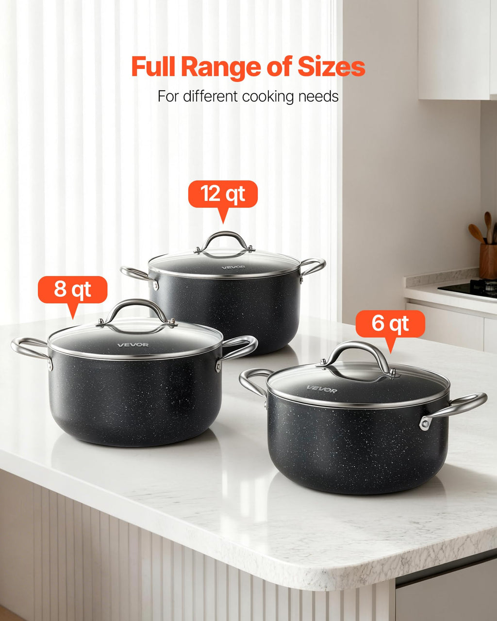 12-Quart Nonstick Ceramic Aluminum Stock Pot with Glass Lid Z564