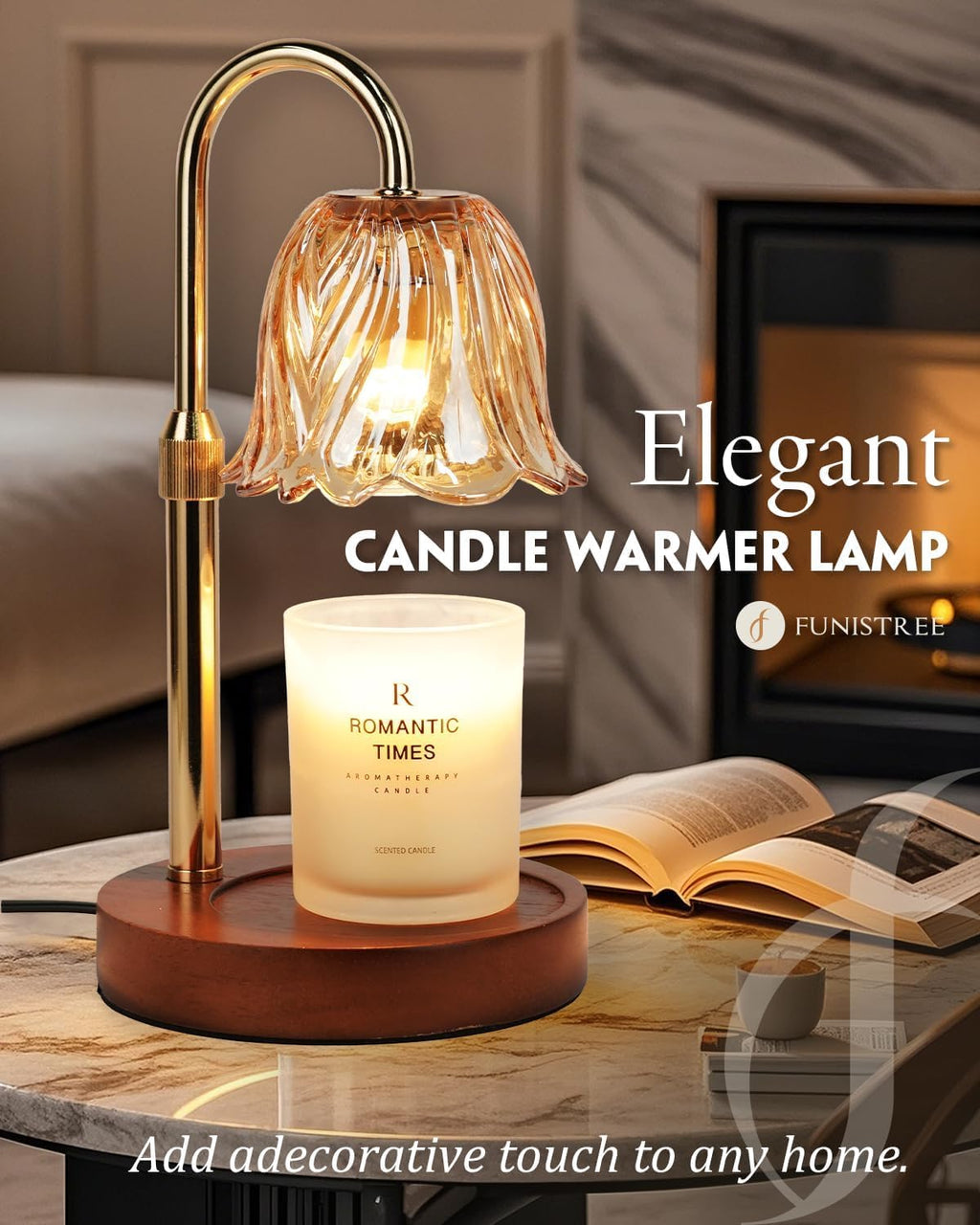 Gold Candle Warmer Lamp with Timer & Dimmer N843