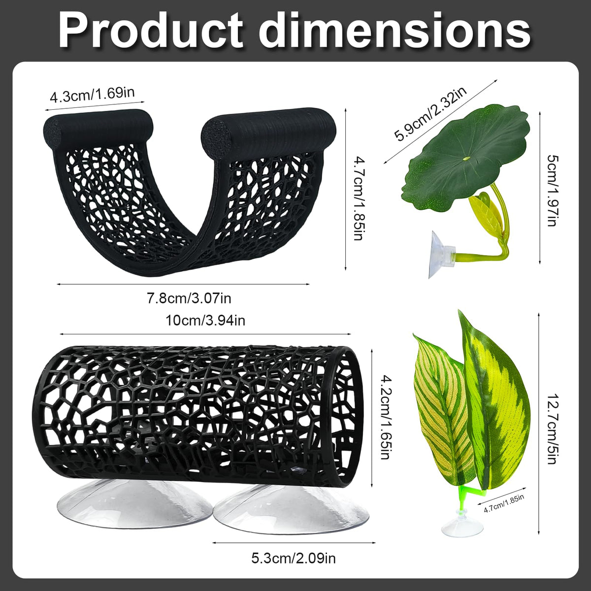 Betta Hammock Set, Fish Tank Decor, Fish Hammock & Hide Tunnel Betta Leaf Pad X179611