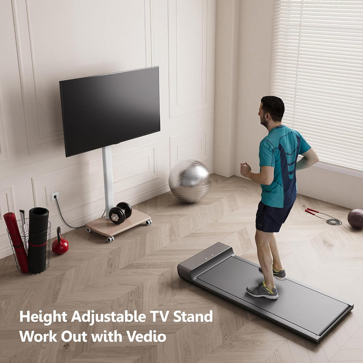 White Rolling TV Stand for 32-75 Inch TVs W777907