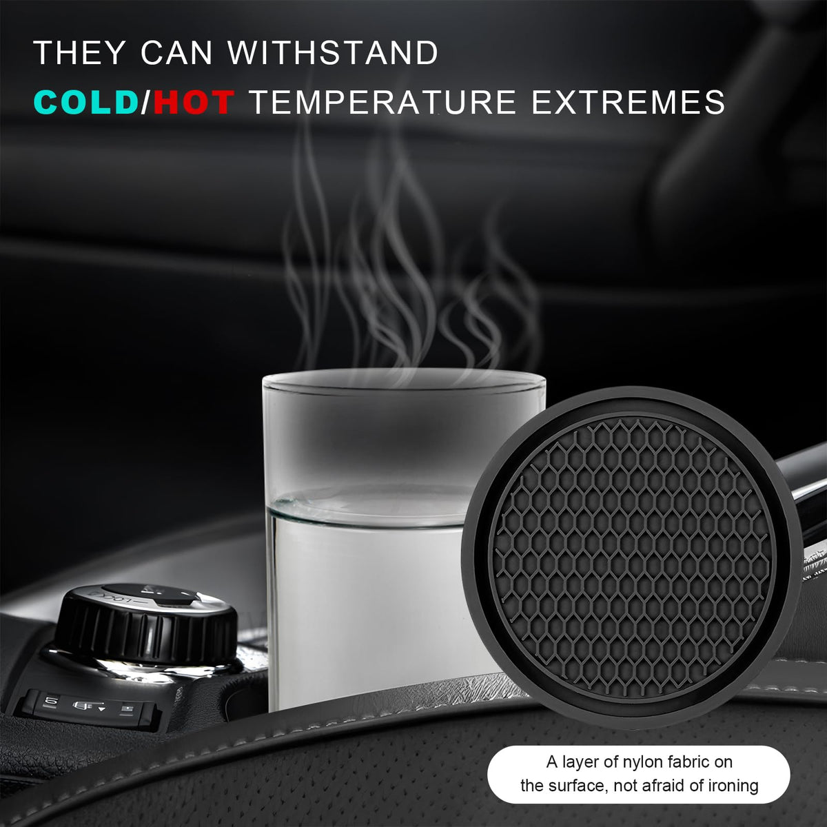 Black Non-Slip Silicone Car Cup Coasters G985278
