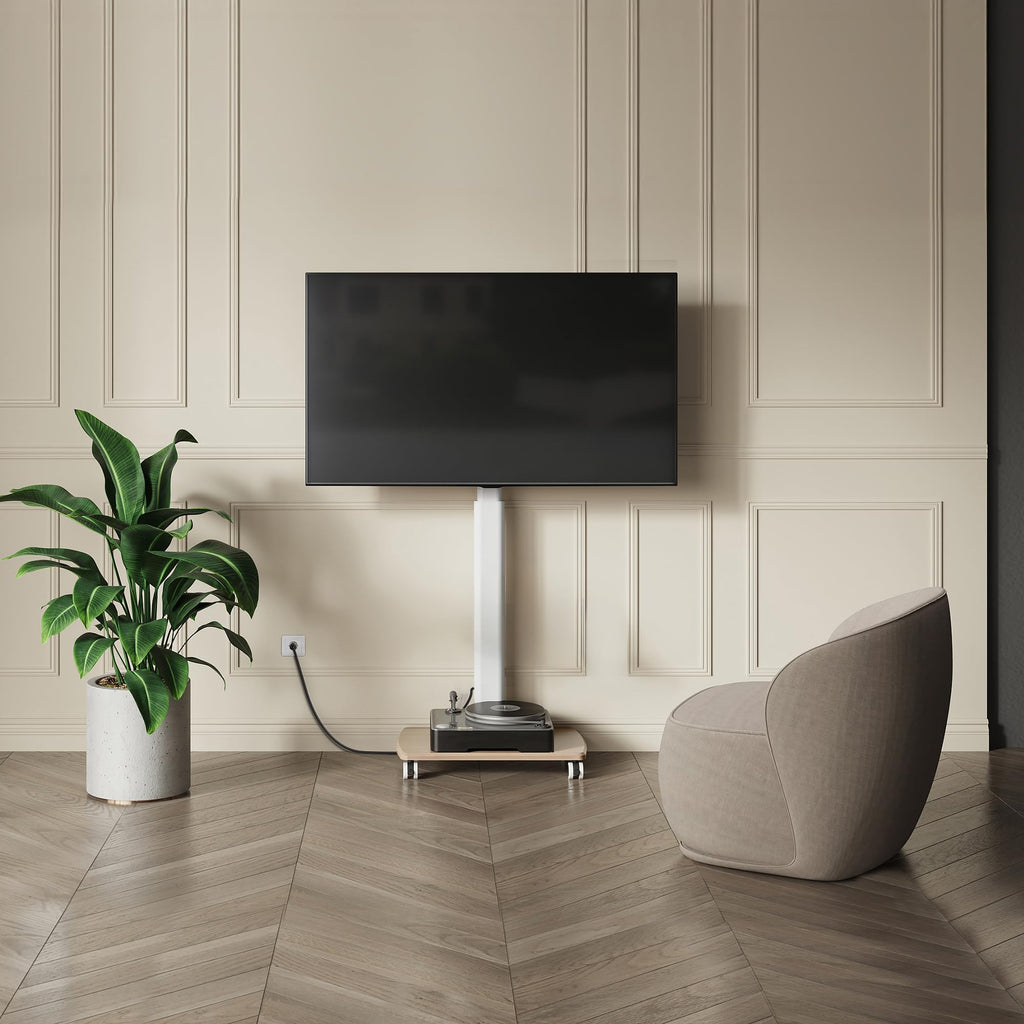 White Rolling TV Stand for 32-75 Inch TVs W777907