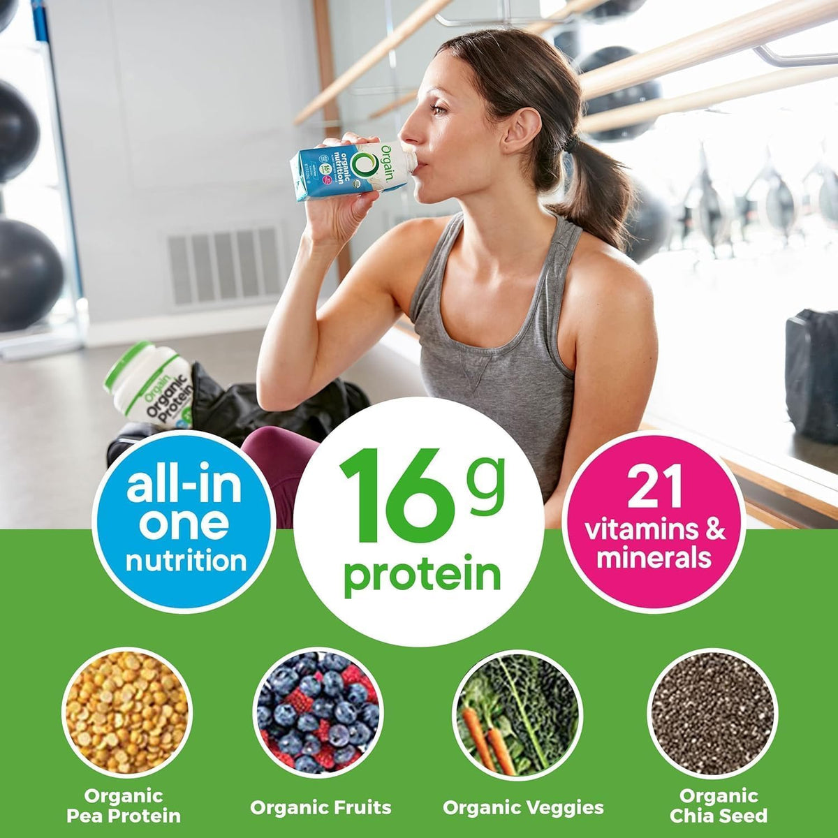 Organic Vegan Protein Shake Smooth Chocolate & Vanilla Bean 16g 11 Fl Oz E72572