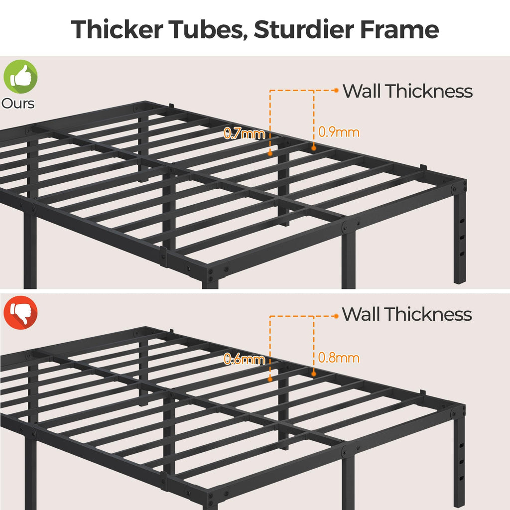 14 Inch Queen Size Black Metal Platform Bed Frame N3786