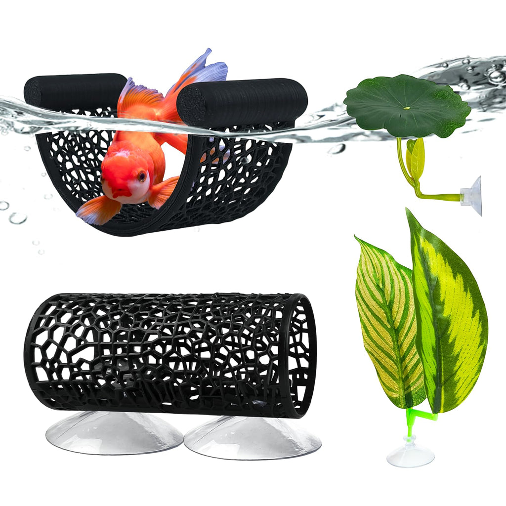 Betta Hammock Set, Fish Tank Decor, Fish Hammock & Hide Tunnel Betta Leaf Pad X179611