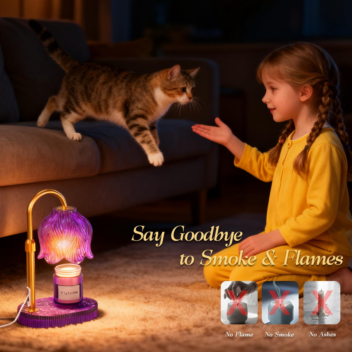 Flower Candle Warmer Lamp with Timer F502