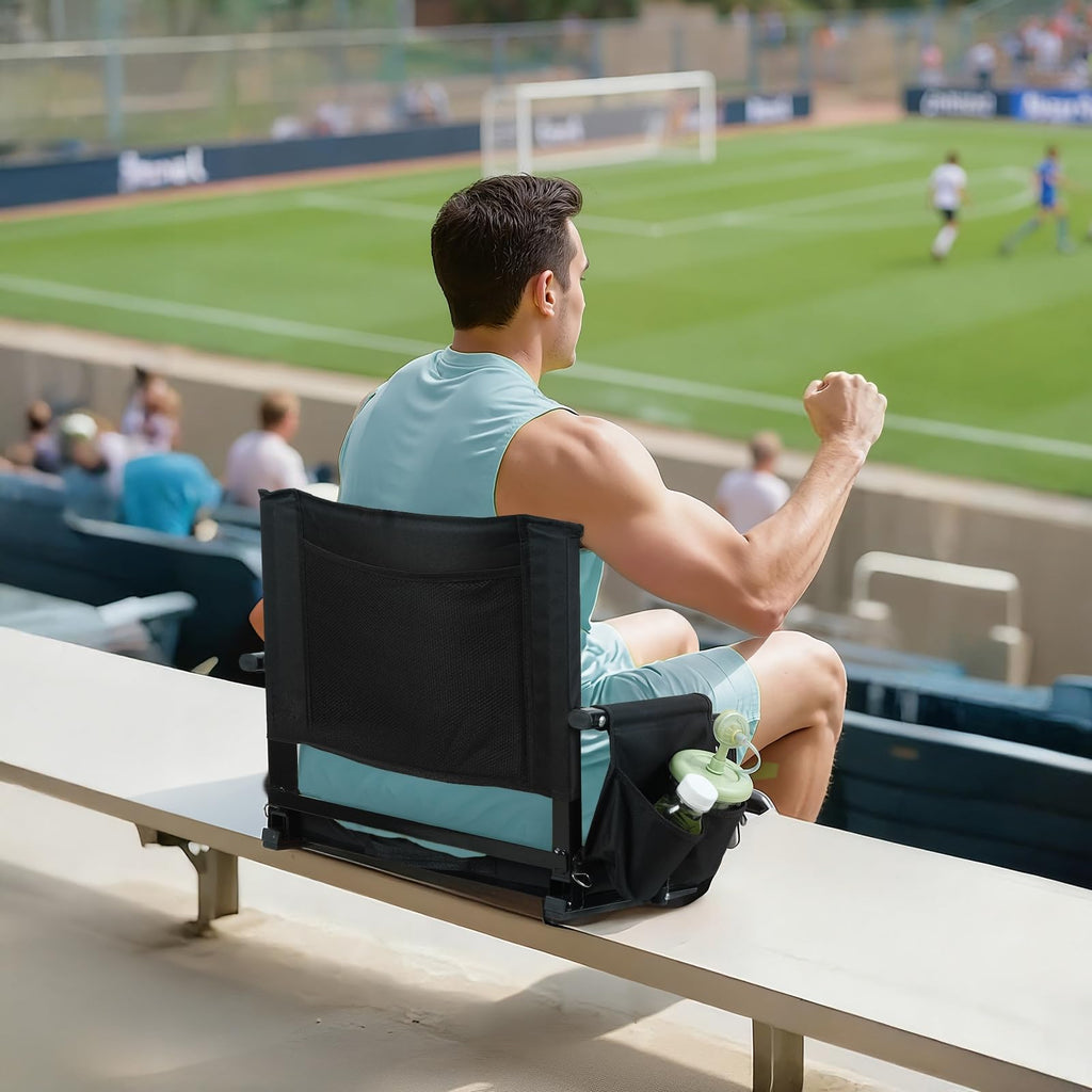 2 Pcs Black Stadium Seats with Back Support and Cushion N345881