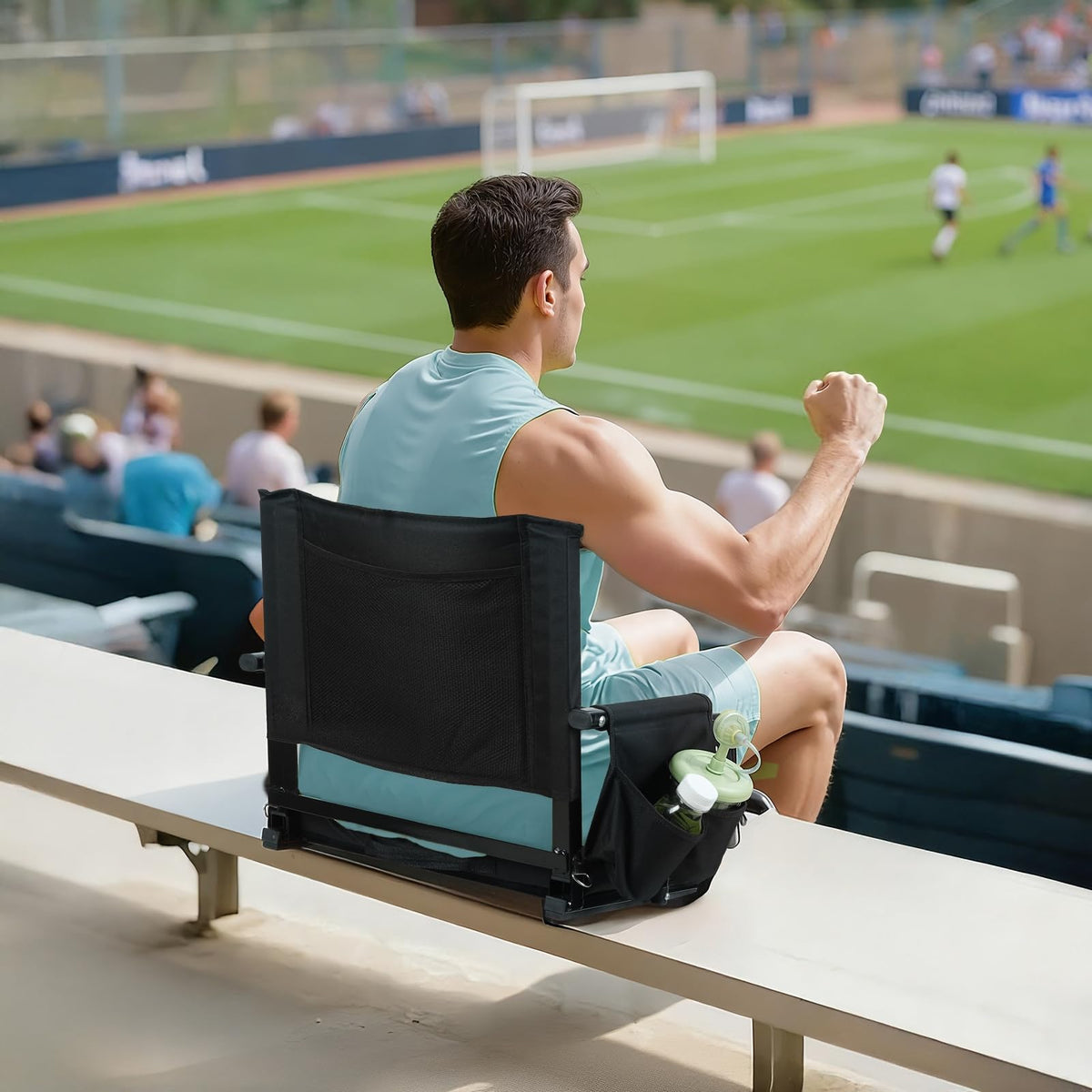 2 Pcs Black Stadium Seats with Back Support and Cushion N345881