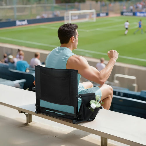 2 Pcs Black Stadium Seats with Back Support and Cushion N345881
