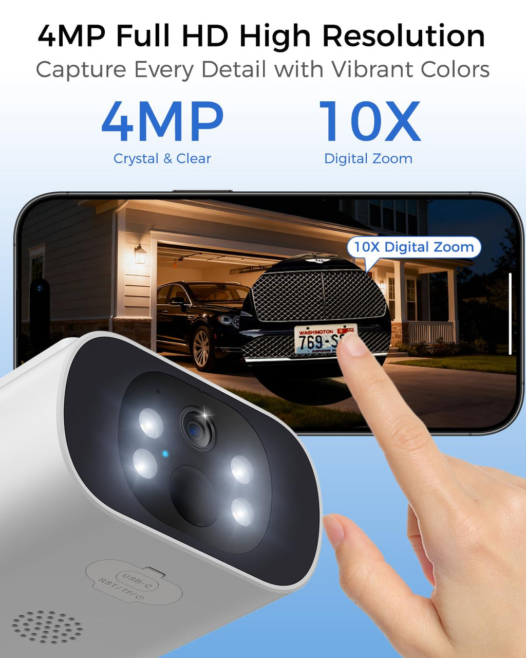 4MP Solar Security Cameras Wireless Outdoor I474