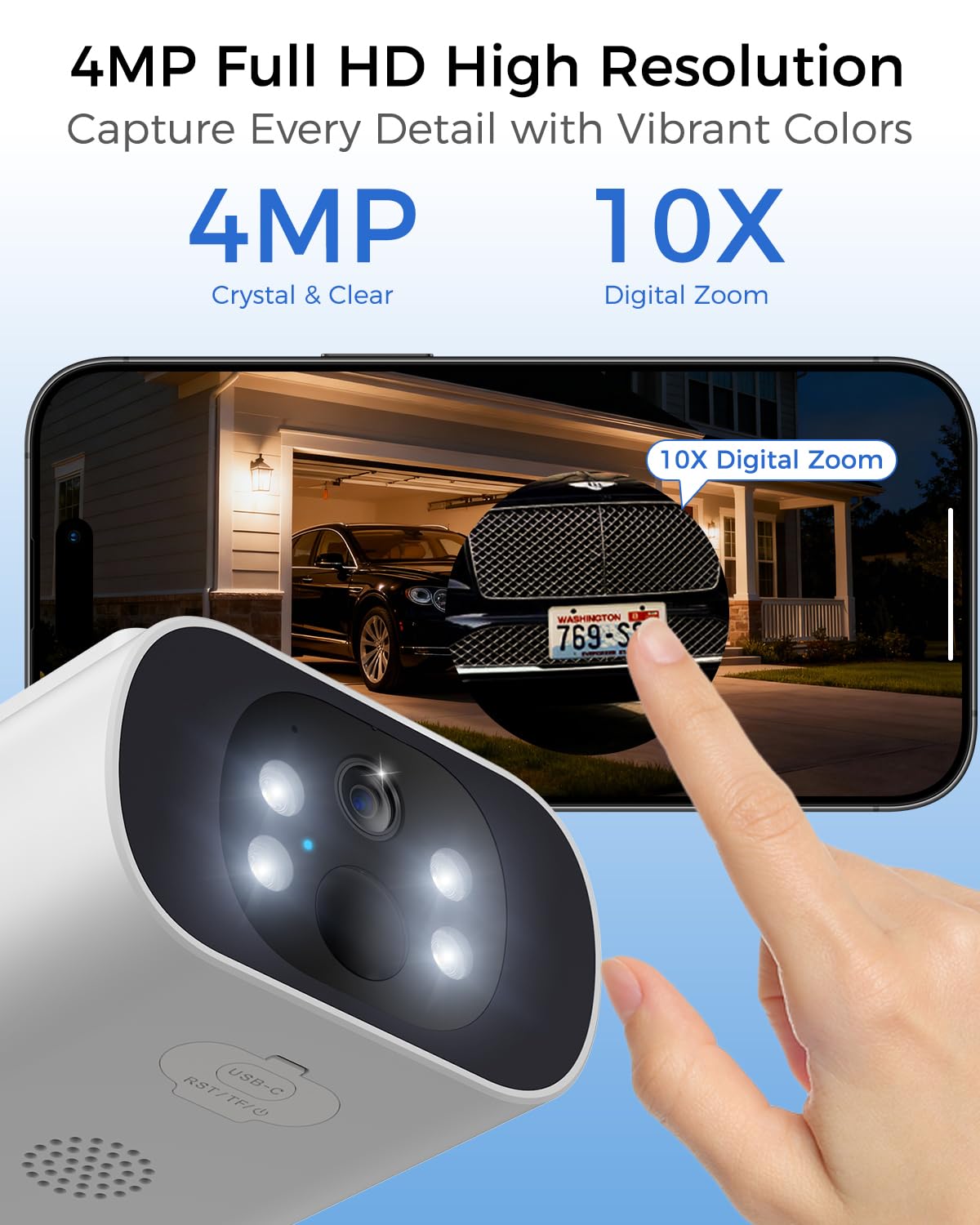 4MP Solar Security Cameras Wireless Outdoor I474