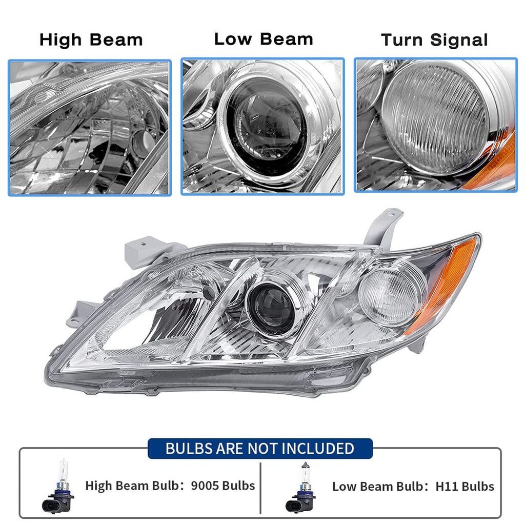 Chrome Housing Amber Reflector Clear Lens Headlights K873828