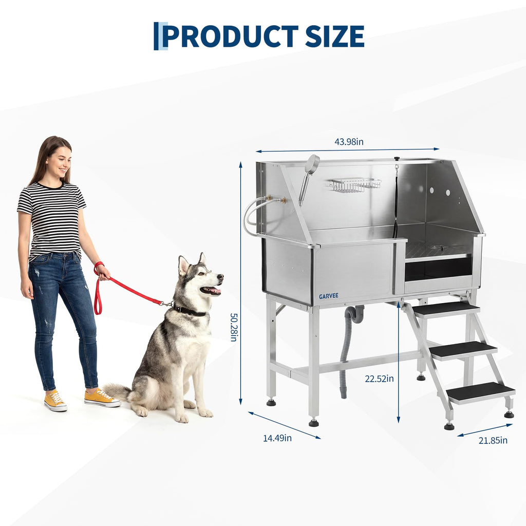 46 Inch Dog Washing Station with Walk-in Stair M3077