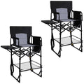 2 Pack Extra Tall Folding Camping Chair with Side Table K48045