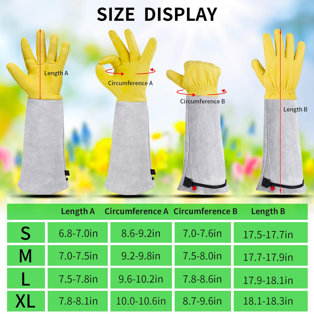 Long Leather Gardening Gloves with Adjustable Cuff V398162