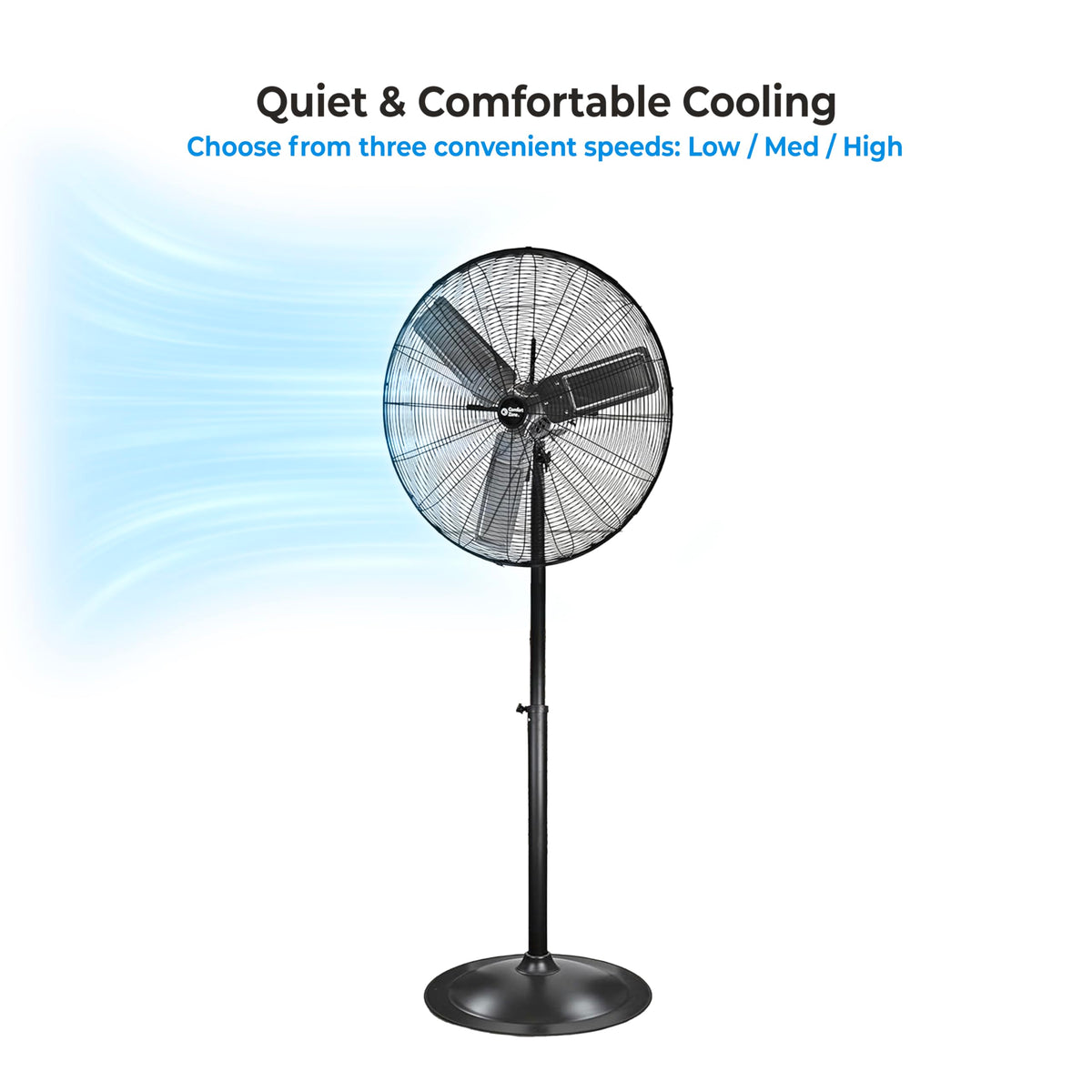 Industrial Pedestal Fan, 30 inch, 3 Speed, Adjustable Height, Metal X639