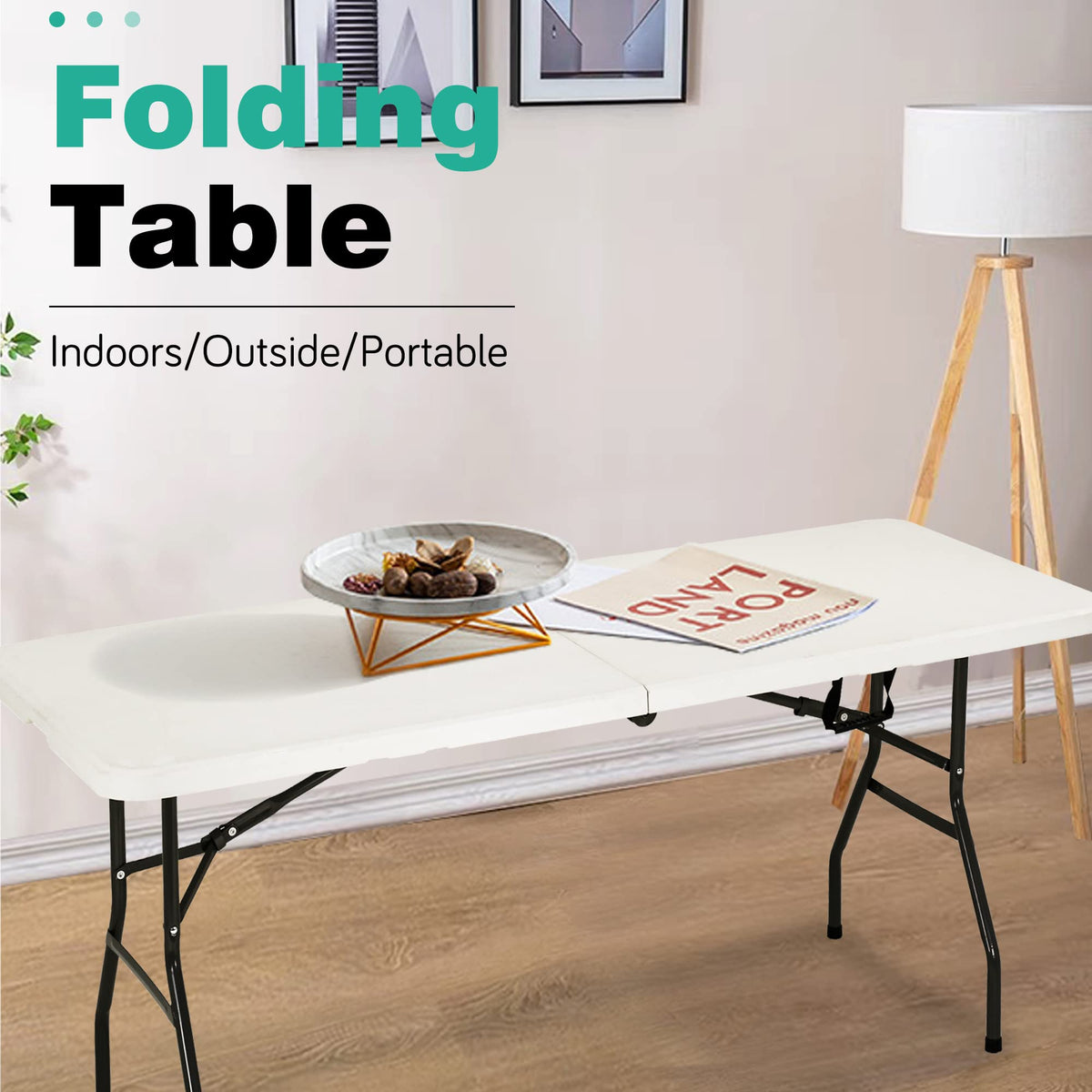 6FT White Portable Plastic Folding Table Z8683