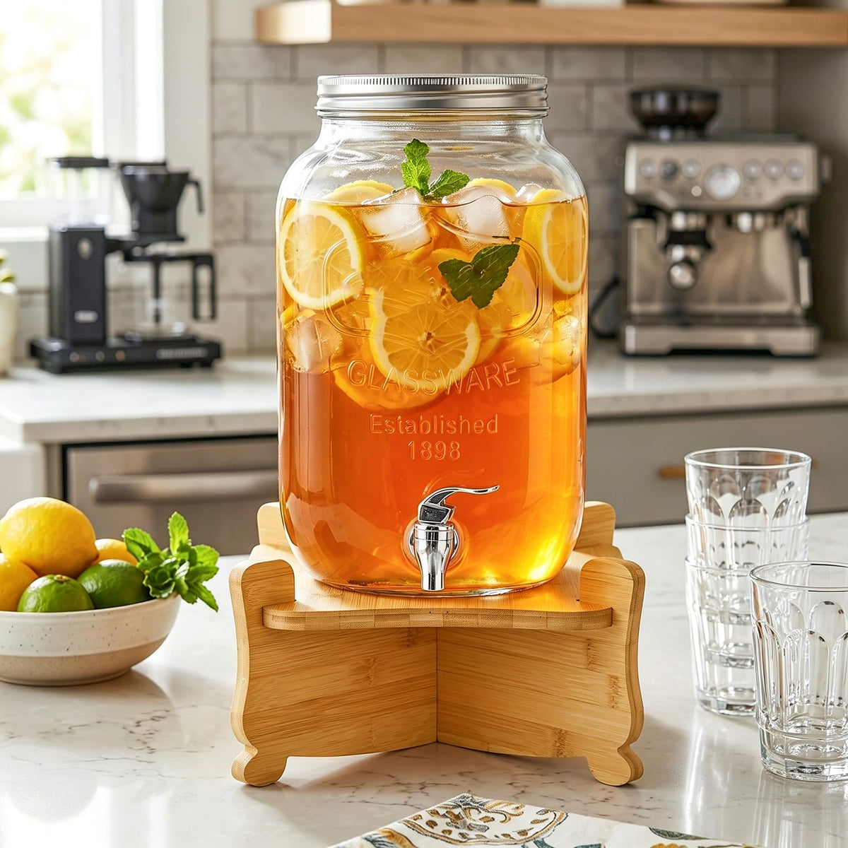 Bamboo Drink Dispenser Stand T6194