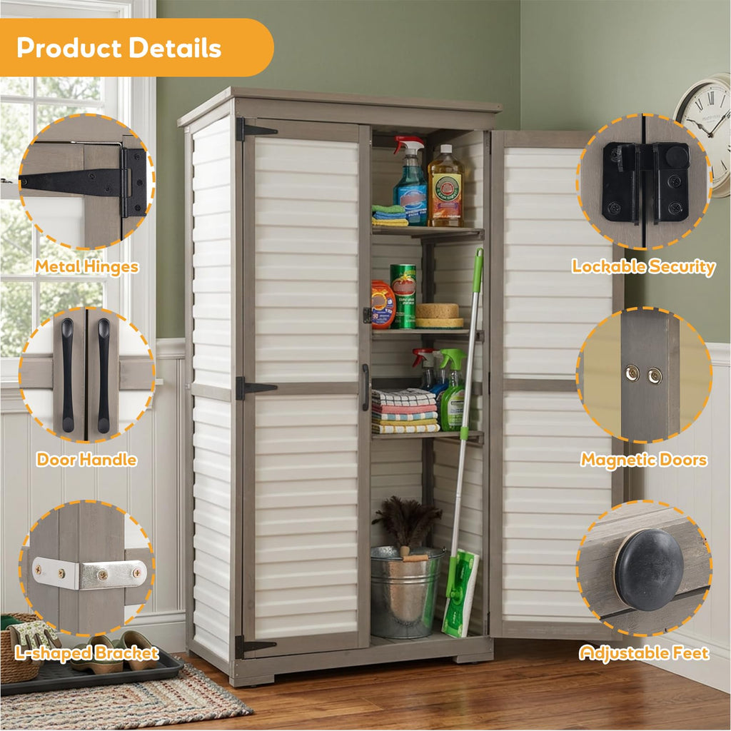 Outdoor Storage Cabinet with Adjustable Shelves S244