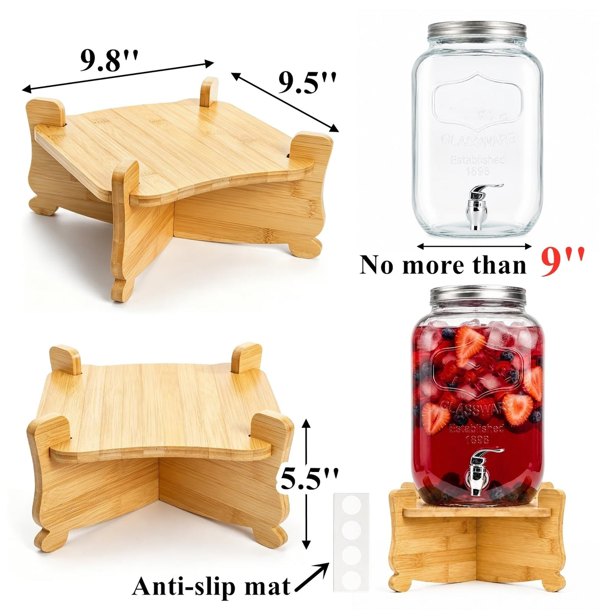 Bamboo Drink Dispenser Stand T6194