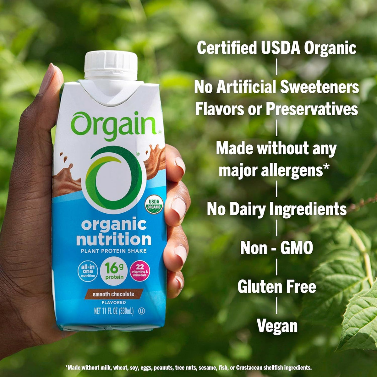 Organic Vegan Protein Shake Smooth Chocolate & Vanilla Bean 16g 11 Fl Oz E72572