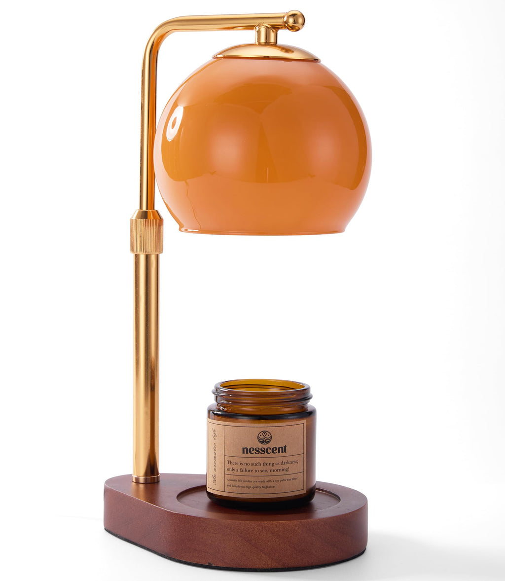 Amber Glass Candle Warmer Lamp Adjustable Height with Timer D177763