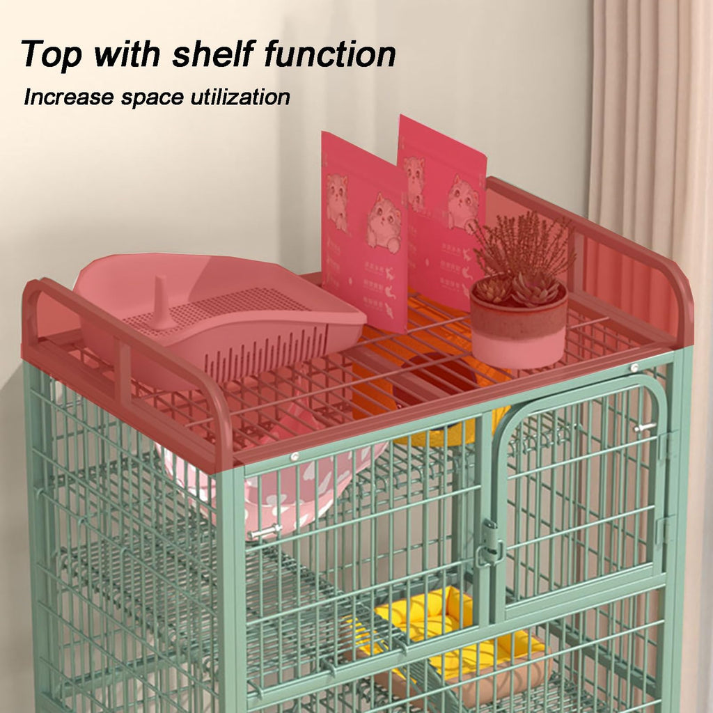 4-Tier Metal Wire Cat Cage with Wheels O900557