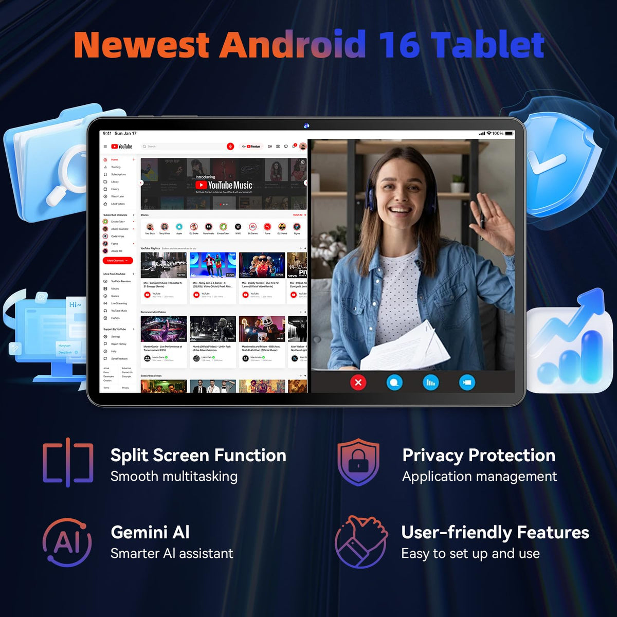 10.1 inch Android Tablet with 26GB RAM 128GB ROM M738