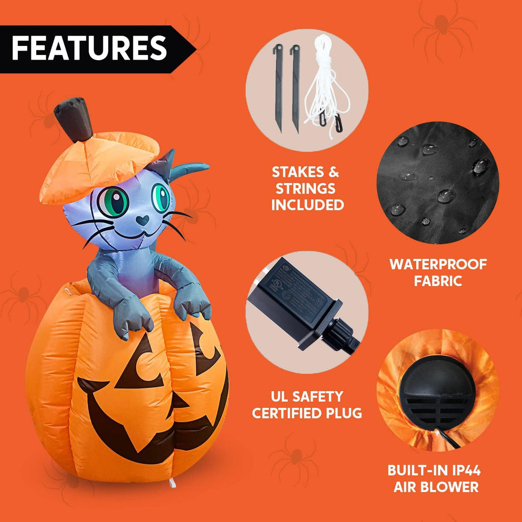 5 FT Animated Pumpkin Inflatable with LEDs B265