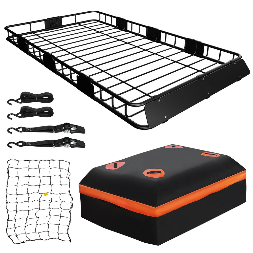 64" x 39" x 5" 200lb Heavy Duty Roof Rack Carrier Basket with Waterproof Bag J742675