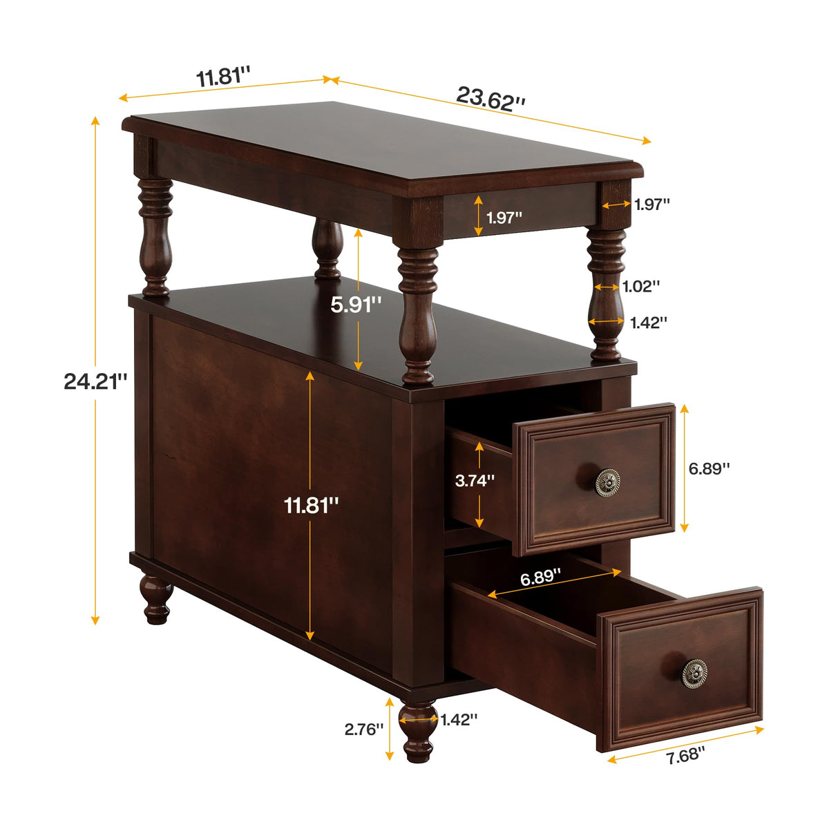 Cherry Finish Wood End Table with 2 Drawers Q269058